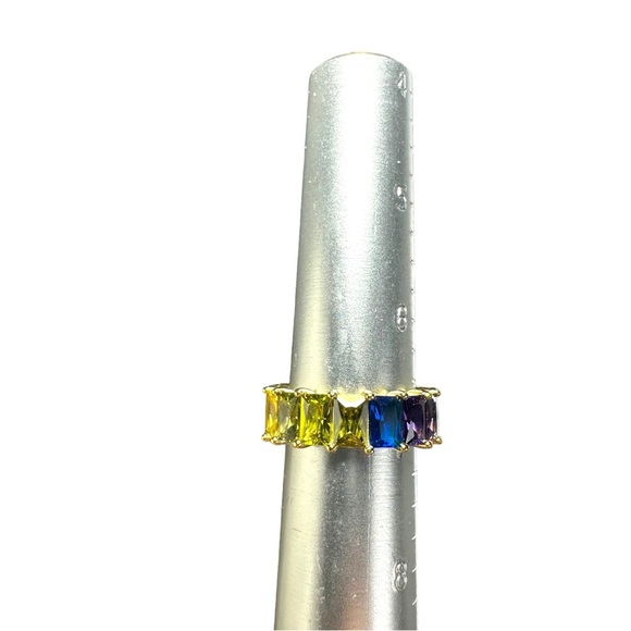 GM CN 925 Sterling Silver 6.5 mm Rainbow CZs Eternity Ring Size 7 Gay Pride New - Picture 4 of 16